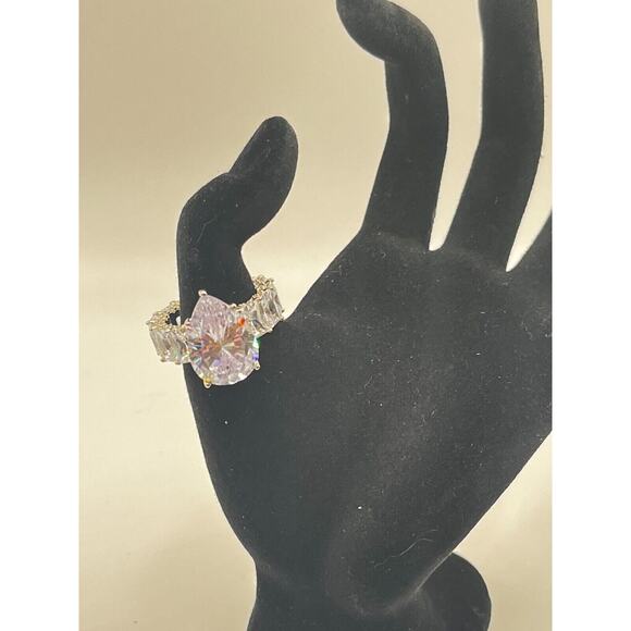 Princess Cut Quartz Diamond Baguette Silver Ring Size 8 15G - Picture 5 of 8